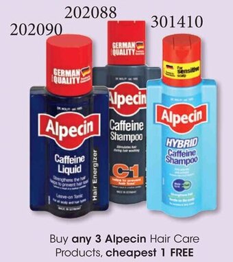Buy any 3 Alpecin Hair Care Products, cheapest 1 FREE