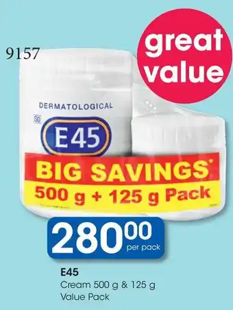 Clicks E45 Cream 500 g & 125 g Value Pack offer