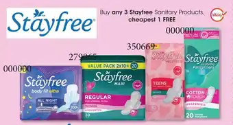 Clicks Stayfree Buy any 3 Stayfree Sanitary Products, cheapest 1 FREE offer