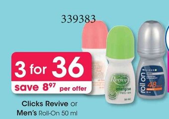 Clicks Revive or Men's Roll-On 50 ml