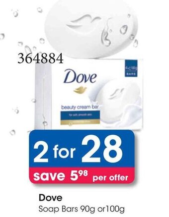 Clicks Dove Soap Bars 90g or 100g offer