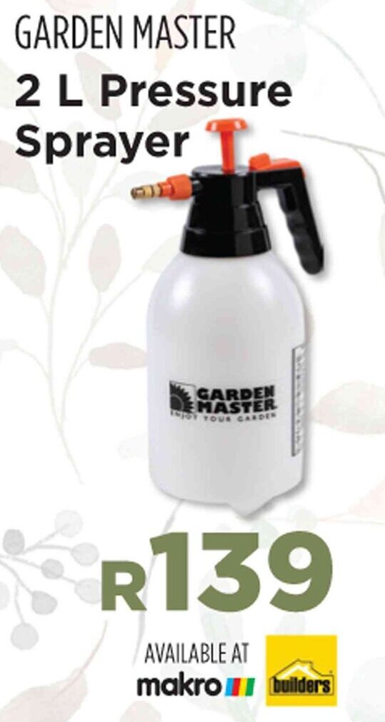 GARDEN MASTER 2 L Pressure Sprayer offer at Builders Warehouse