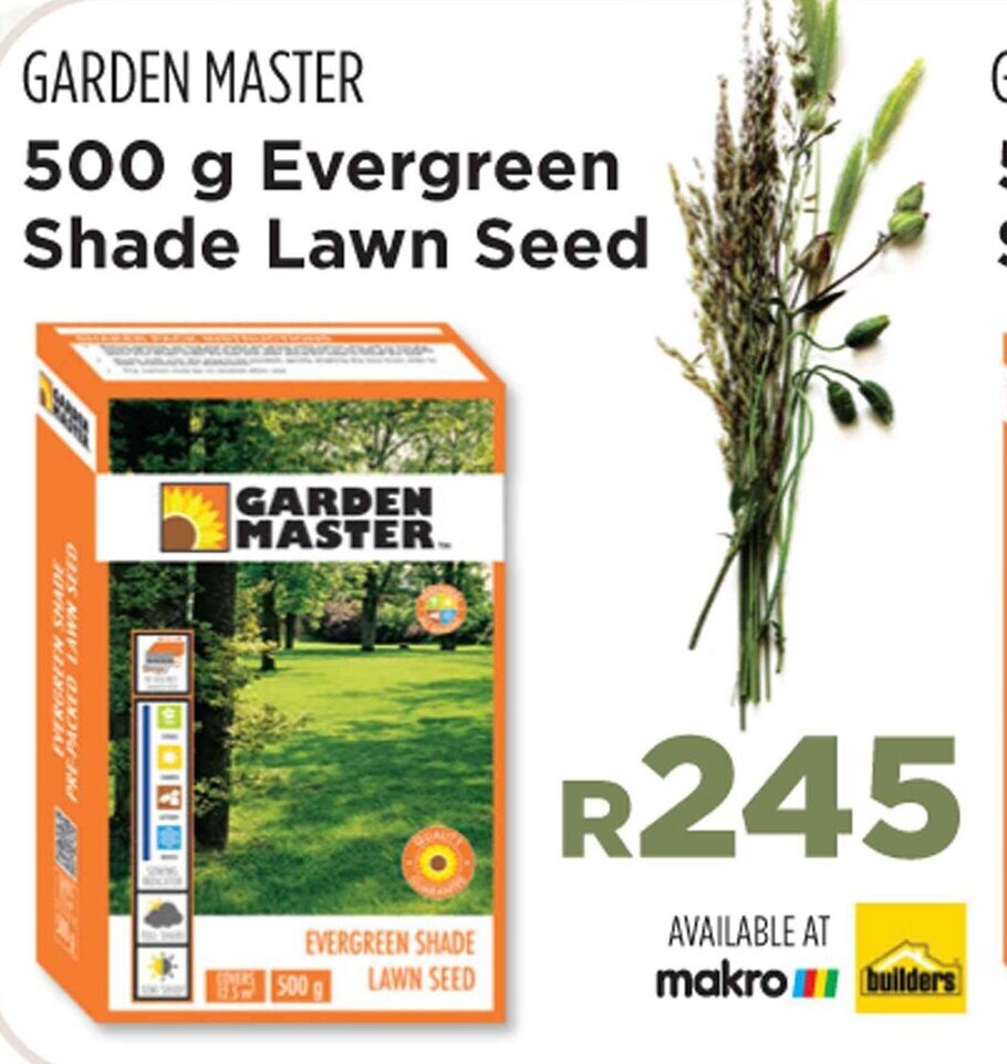 GARDEN MASTER 500 g Evergreen Shade Lawn Seed offer at Builders Warehouse