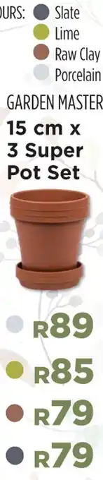 Builders Warehouse GARDEN MASTER 15 cm x 3 Super Pot Set offer