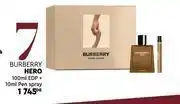 Edgars Burberry hero 100ml edp + 10ml pen spray offer