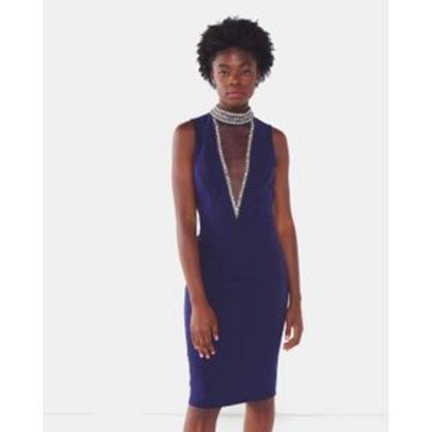 City goddess london high neck cut out embellished midi dress navy offer