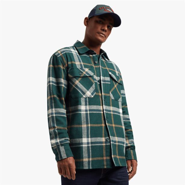 Men's markham brushed check forest green shacket offer at Markham