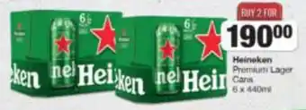 Spar Tops Heineken Premium Lager Cans 6x440ml offer