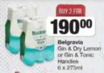 Spar Tops Belgravia Gin & Dry Lemon or Gin & Tonic Handles 6x 275ml offer