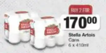 Spar Tops Stella Artois Cans 6 x 410m offer