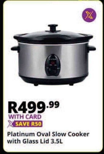 Platinum Oval Slow Cooker with Glass Lid 3.5L