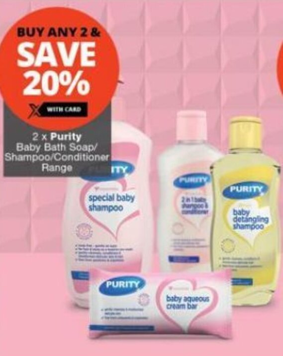 2 x Purity Baby Bath Soap/ Shampoo/Conditioner Range offer at Checkers Hyper