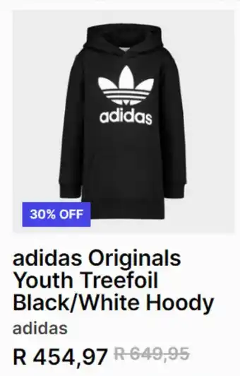 Sportscene Adidas originals youth treefoil black/white hoody offer