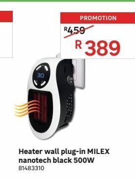 Heater wall plug-in milex offer at Leroy Merlin