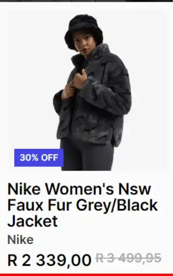 Sportscene Nike women's nsw faux fur grey/black jacket offer