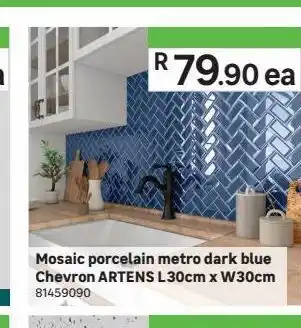 Leroy Merlin Mosaic porcelain metro dark blue chevron artens offer