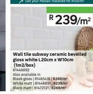 Leroy Merlin Wall tile subway ceramic bevelled gloss white offer