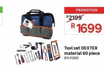 Tool set dexter material 60 piece offer at Leroy Merlin