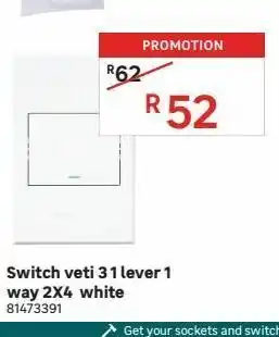 Leroy Merlin Switch veti 3 1 lever 1 way 2x4 white offer