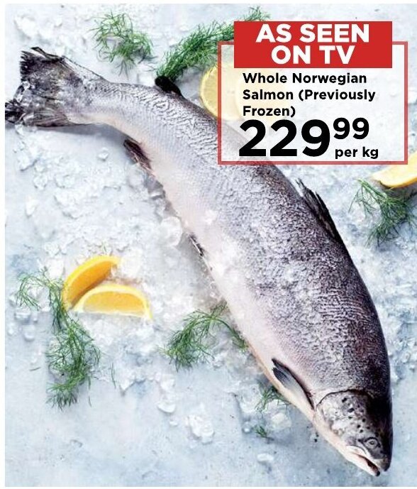 Whole Norwegian Salmon (Previously Frozen) offer at Food Lover's Market