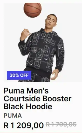 Sportscene Puma men's courtside booster black hoodie offer