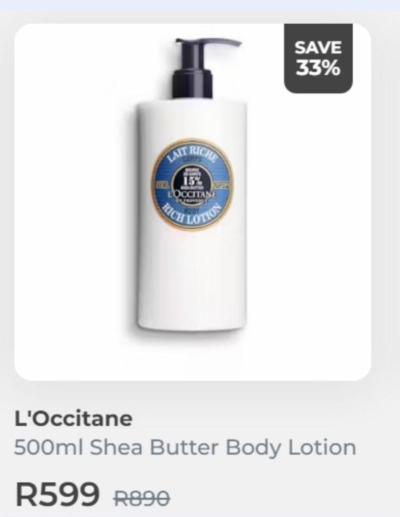 L'occitane 500ml shea butter body lotion offer at OneDayOnly
