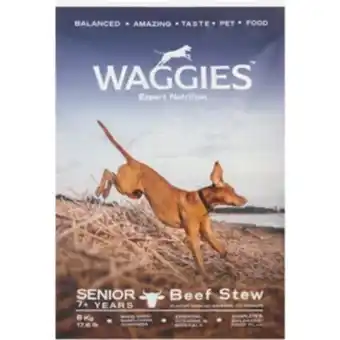 Waggies beef stew flavoured senior dog food 8kg