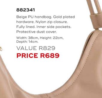 Honey Fashion Accessories Beige pu handbag. gold plated hardware offer