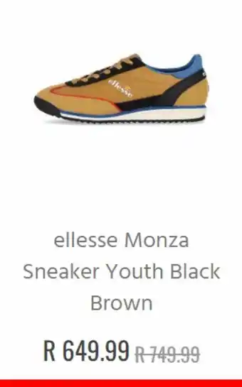 Side Step Ellesse monza sneaker youth black brown offer