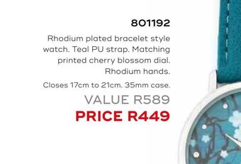 Honey Fashion Accessories Rhodium plated bracelet style watch offer