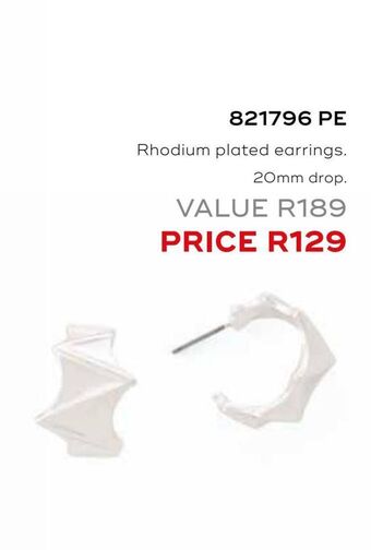 Honey Fashion Accessories Rhodium plated earrings 20mm drop offer