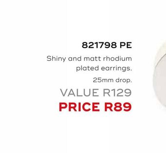 Honey Fashion Accessories Shiny and matt rhodium plated earrings offer