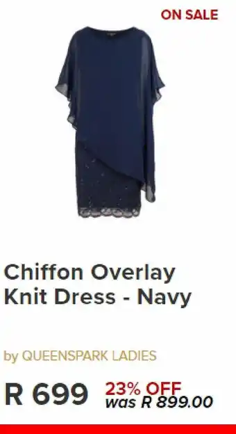 Chiffon overlay nit dress navy