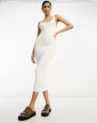 Asos Asos design knitted square neck midi dress in white offer