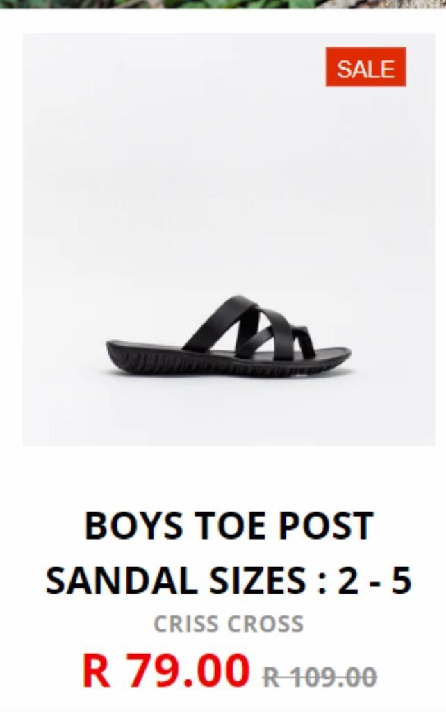 Boys toe post sandal sizes 25 offer at Shoe City