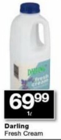Checkers Hyper Darling Fresh Cream offer