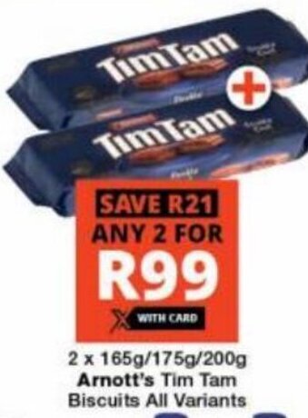 Checkers Hyper 2 x 165g/175g/200g Arnott's Tim Tam Biscuits All Variants offer