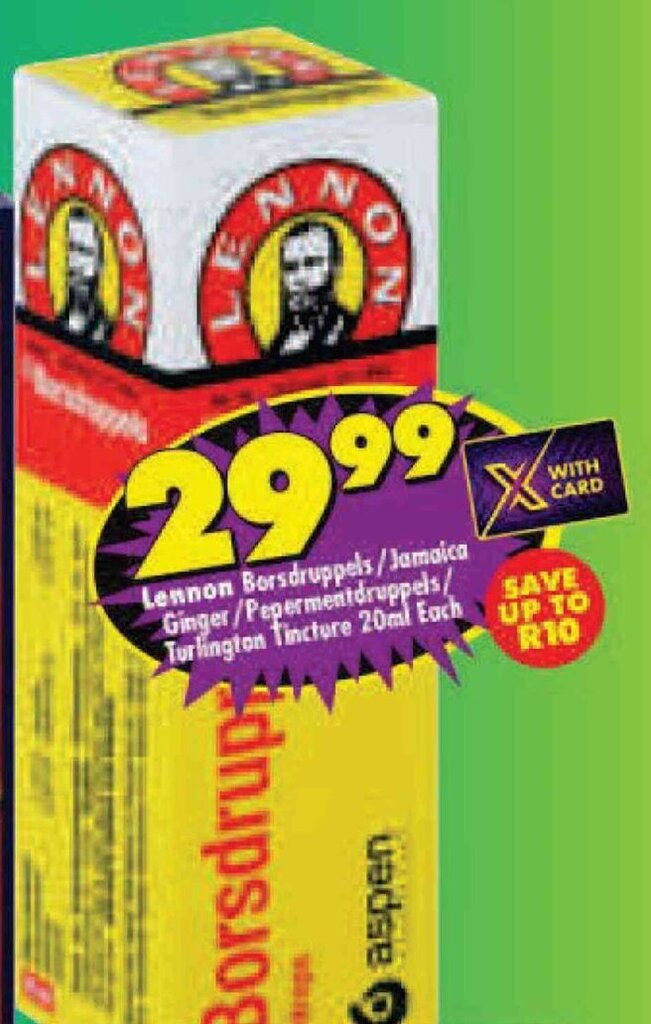 Lennon Borsdruppels/Jamaica Ginger/Pepermentdruppels/ Turlington