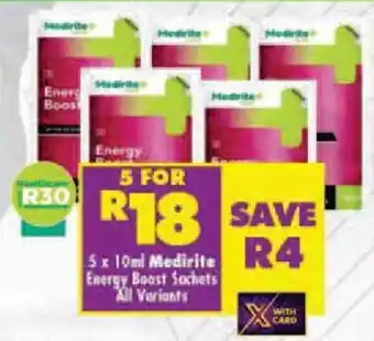 Shoprite 5 x 10ml Medirite Energy Boost Sachets All Variants offer