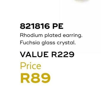 Honey Fashion Accessories Rhodium plated earring fuchsia glass crystal offer