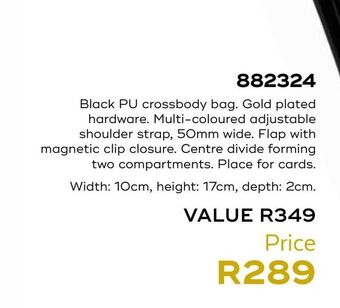 Honey Fashion Accessories Black pu crossbody bag offer