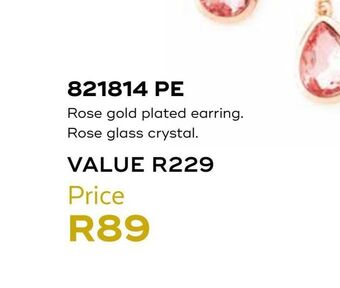 Honey Fashion Accessories Rose gold plated earring rose glass crystal offer