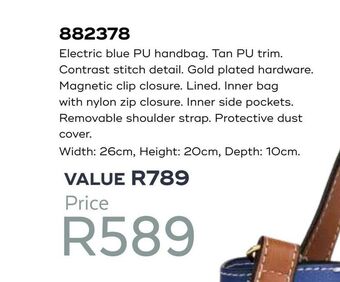 Electric blue pu handbag