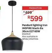 Leroy Merlin Inspire pendant lighting iron black dia 30cm e27 60w 81401531 offer