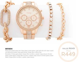 Honey Fashion Accessories Rose gold plated watch set offer