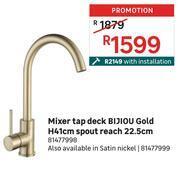 Bijiou mixer tap deck gold h41cm spout reach 22.5cm 81477998