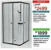 Leroy Merlin Shower corner entry clear glass black w90cm x d90cm x h185cm 81482852 offer