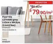 Leroy Merlin Lethabo floor tile grey l43cm x w43cm (2.4sqm/box) 81484007-per sqm offer