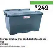 Leroy Merlin Storage smokey grey clip & lock storage box 80l 81484262 offer