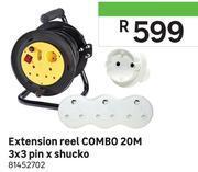 Leroy Merlin 20m extension reel 3x3 pin x shucko combo offer